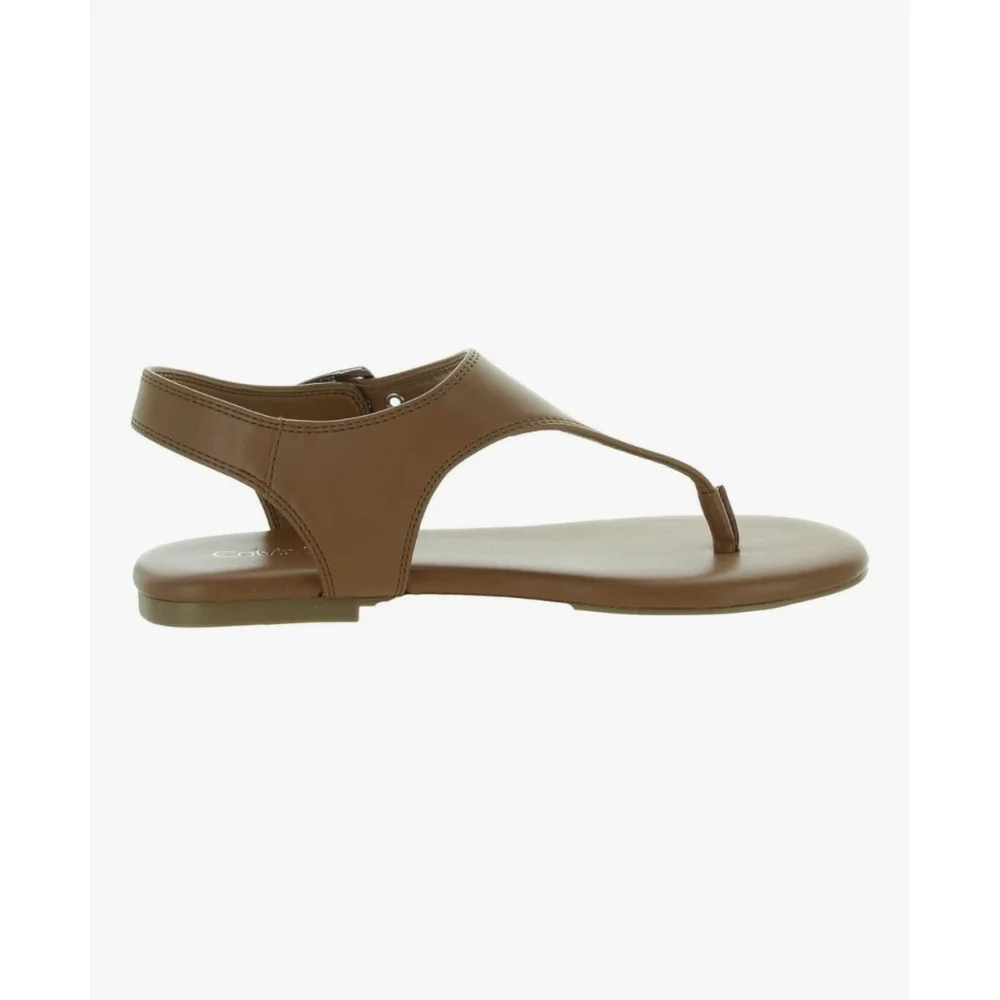 CALVIN KLEIN Classic Thong Sandal BROWN CAMEL COGNAC - 9.5 M